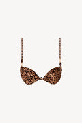 Chloe leopard print bikini top packshot, classic brown and beige leopard print. 